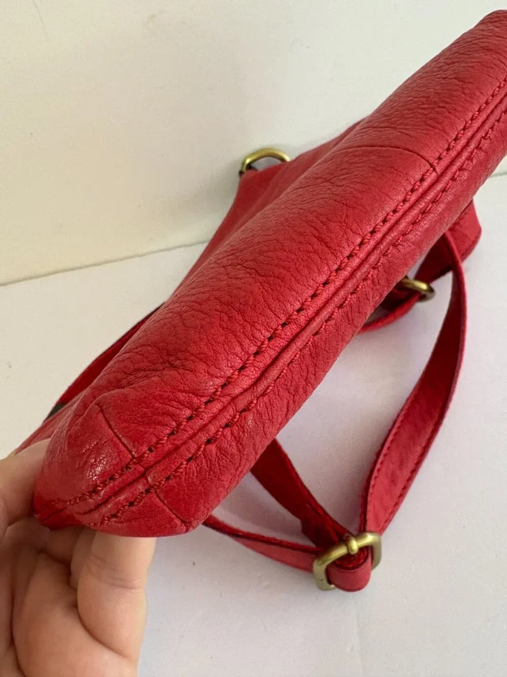 Fossil Red Leather Crossbody Purse